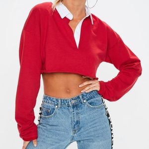 Miss Guided- Boxy crop rugby shirt